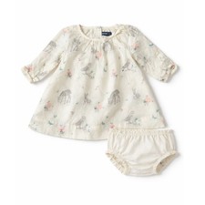 BabyGap Woodland Animal Print Dress and Diaper Cover Set 0-3 Months Cream NWT picture