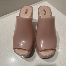 Melissa Women's Pink PVC Logo Slip-On Slide Sandals Casual Solid US Size 7 picture