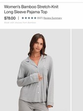 Cozy Earth Women's Bamboo Stretch Knit Long Sleeve Pajama Top Gray Medium picture