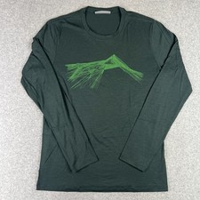Icebreaker Merino Wool Graphic Shirt Long Sleeve Baselayer Medium Mens Green picture