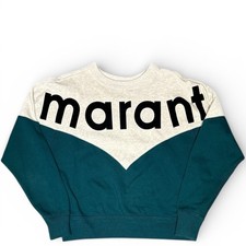 Isabel Marant houston two-tone logo sweatshirt TEAL AND HEATHER GRAY picture