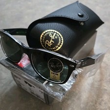 🔥 Ray-Ban RB2132 6052 New Wayfarer Black/Transparent G-15 Green 52mm Sunglasses picture