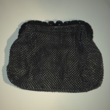 Vintage Whiting & Davis Black Mesh Clutch 1940’s Plastic Clasps picture