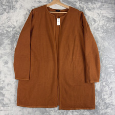 Talbots Cardigan Women Size 1X Rust Textured Knit Open Front Jacket Sweater NWT picture