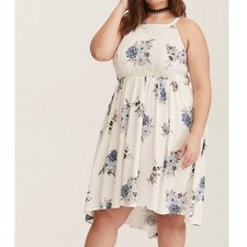 NEW Torrid Challis Floral High Low Halter Dress Plus Size Boho Feminine White 3X picture