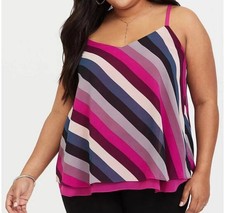 Torrid sleeveless with spagetti straps Size 1 bright colors striped Pink #298 picture