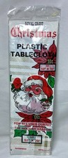 VTG Royal Crest Christmas Tablecloth Plastic 54x70  Poinsettia NOS picture