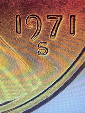 1971-S 1C High grade RD Lincoln Cent DDO? Strike Through (shadow) On Reverse picture
