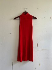 Plein Sud Jeans Red Orange Stretch Acetate Mock Neck Mini Dress France 38 picture