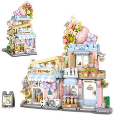 Street View Flower House Shop Mini Building Blocks, MOC Creative Building Toys C picture
