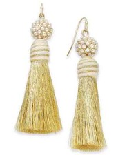 INC Gold-Tone Imitation Pearl & Tassel Drop Earrings picture