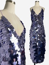 ASOS Design NWT Purple disc sequin v-neck midi dress maximalist bold event S picture