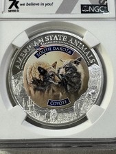 2022 Cook Islands $5 South Dakota Coyote Silver Graded MS 70 by NGC picture