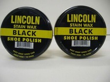 2 Cans Lincoln Stain Wax Shoe Polish 3 ozs Military Army  BLACK  ONLY - USA picture