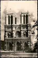 Vintage Paris Notre-Dame Cathedral Black & White Photo Postcard RPPC picture