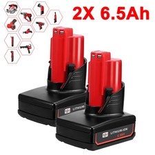 2 Pack 6.5Ah for Milwaukee 12V M-12 Lithium-ion Battery 48-11-2430 48-11-2440 picture