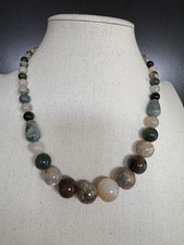 Mine Finds By Jay King, 925 Silver Clasp Graduated Stone Jasper Beaded Necklace picture