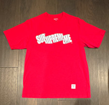 Supreme Red Logo Graphic Print Men's T-Shirt Size M Cotton Crew Neck picture