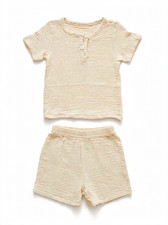 PatPat Baby/Toddler Muslin Cotton Shorts Set 6-9M Beige Shirt & Shorts picture