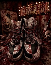 Men’s 12 Custom hand painted “ ART AF1s  with barbed wire bloody laces  picture