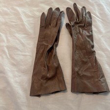 Vintage Caresskin by Superb Brown Leather Opera Length Gloves Size 6.5 Washable picture