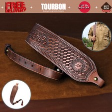 Tourbon Vintage Leather Rifle Sling Gun Carrying Strap Shooting Rest Adjustable picture