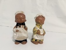 Vintage Japan Singing Chef Couple Ceramic Salt Pepper Shakers 1950s picture