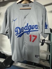 NIKE LOS ANGELES DODGERS SHOHEI OHTANI #17 ALTERNATE JERSEY GREY LARGE NWT picture