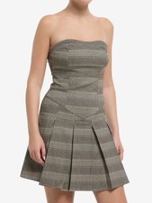 Hot Topic Strapless Plaid Pleated Mini Dress picture