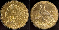 1915 $5 Indian Gold Half Eagle Coin in Holder - Stunning Visual Appeal picture