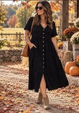 Madewell 100% Cotton Gauze Lightspun Button Front Tiered Midi Dress Size L Black picture