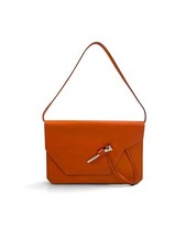 HERMES Vintage Envelope Nail Bar Shoulder Bag Orange Leather 2005 Square I picture