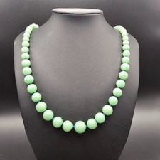 Vtg Chinese Export Gilt Silver Filigree Knotted Green Aventurine Jade Necklace picture