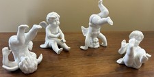 Vintage FITZ & FLOYD White Porcelain Tumbling Angels Cherubs Set of 4 JAPAN picture