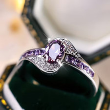 Beautiful Amethyst & Cubic Zirconia Ring, Size 10.  IN THE USA picture