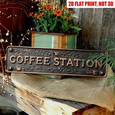 Vintage Coffee Station Metal Sign Retro Coffee Bar Home Cafe Decor Kitchen Gift picture