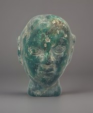 Roman Greek Green Stone Head With Amazing Motif picture
