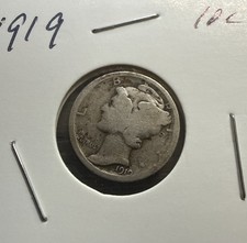 1919-P Mercury Dime G Good Details 90% Silver 10c picture