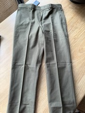 NWOT J. Press Made in USA Hertling Army Olive Green Rigid Stiff Twill Pants 34 picture