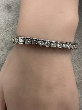 9.75 CT Diamond 1/2 Bezel 14K White Gold Tennis Bracelet 23.3 Grams picture