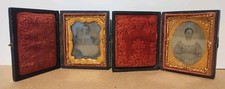 Lot Of 2 Antique Ambrotype, Daguerreotype civil war era Leather Case photo Frame picture