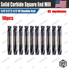 10PCS 1/4 Solid Carbide End Mill Double End 4 Flute 1/2 LOC 2-1/2 OAL AlTiN picture
