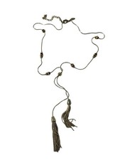 Chico's adjustable gold lariat necklace beads and tassels. picture