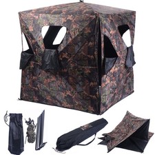 Ground Hunting Blind Portable Deer Pop Up Camo Hunter Weather Proof Mesh Window picture
