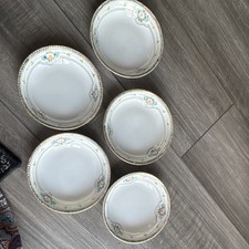 Nippon Porcelain Small Bowls Set of 5 Vintage, Gold Gild Hand Painted picture