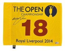 Graeme McDowell Signed 2014 The Open Championship Golf Flag BAS picture