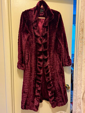 Donna Salyers' Fabulous Furs Women's Faux Fur Burgundy Full Length Coat Size  L picture