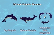 Dolphin Family with Beach Ball Porcelain Swimming Pool Mosaic 42