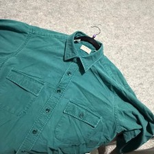 Vintage LL Bean Chamois Cloth Shirt Teal Green USA Made Tall 17 XL Flannel picture