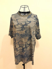 True Craft Woman's Camo Logo Crew Neck Short Sleeve T-Shirt Green Gray Size L picture